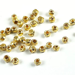 20 pcs Spacer Beads Bright Vermeil 2.5x3.25mm, Gold Plated over Sterling Silver, 0.5mm hole, Gold Faceted Beads - VM1060M