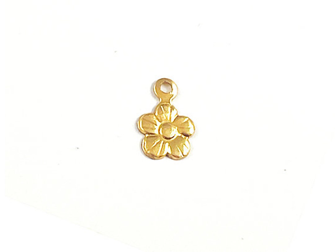 14K Gold Filled 6x8.5mm Flower Charm One Hole 1mm Shiny
