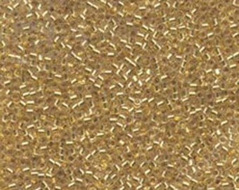 Miyuki Delica Seed Beads 15/0 24K Crystal Lined Gold Plated 25 Grams Pack, Japanese Seed Beads for Jewelry Making, Size 15, 2.5mm approx