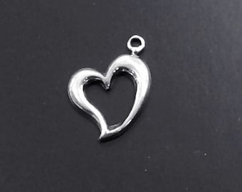 Heart Love Charm Sterling Silver with jump ring, Silver love charm, valentine charm, heart charm, heart charms, add a charm  -SP141