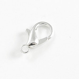 36 Pcs 12mm Lobster Claw Clasps Bright Silver Plated Finish, Lobster claw clasps, Brass Silver Plated Findings - CL01BSP