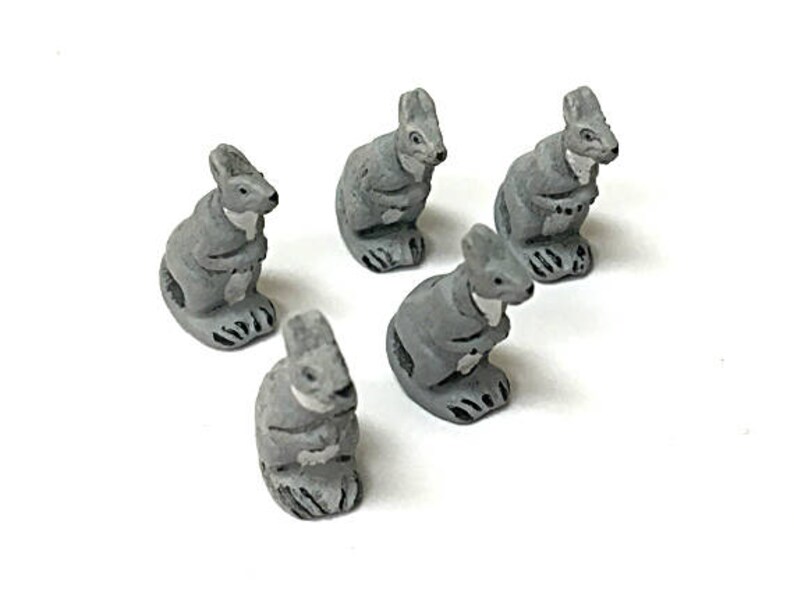 CBS Ceramic Beads 238 10 or 20 Gray Kangaroo Beads Peruvian Beads Tiny Kangaroo Beads Lots of 4 Animal Beads