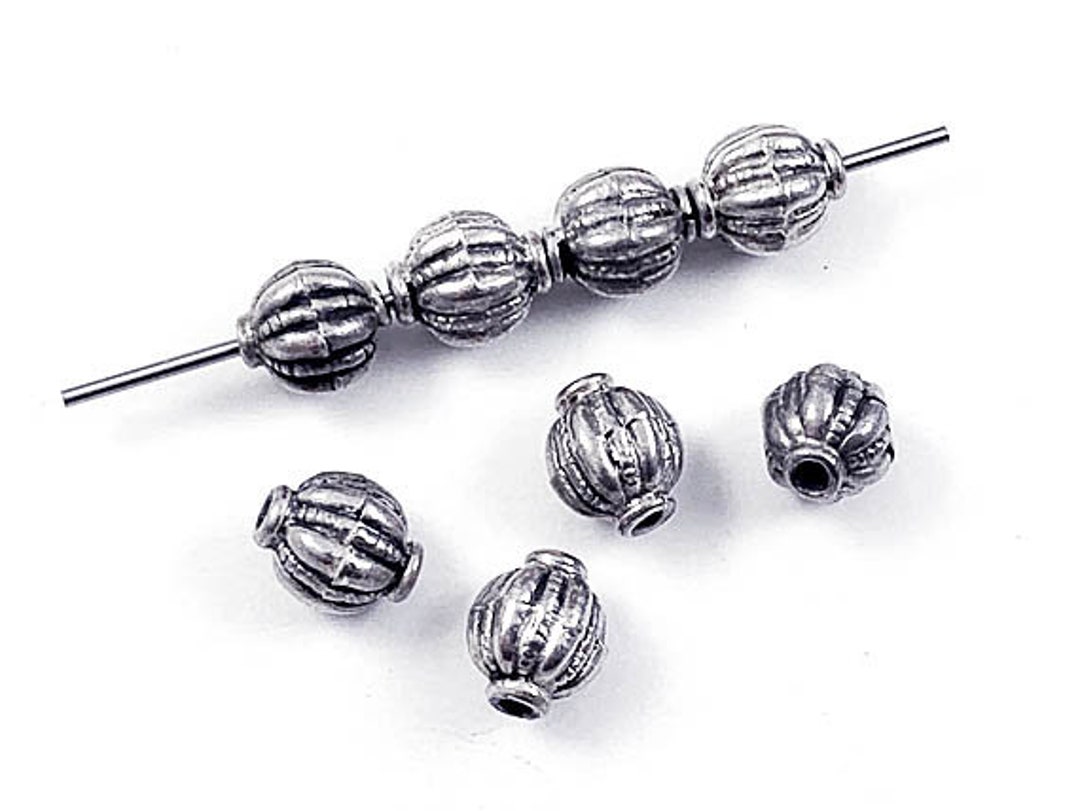 2 Pc 8.5mm Turkish Sterling Silver Beads Antiqued, Sterling Silver Bali