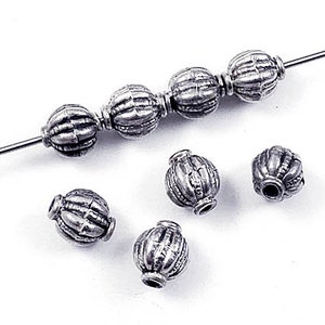 2 Pc 8.5mm Turkish Sterling Silver Beads Antiqued, Sterling Silver Bali Beads, 1.25mm hole, Bali style Sterling silver melon beads - A239L