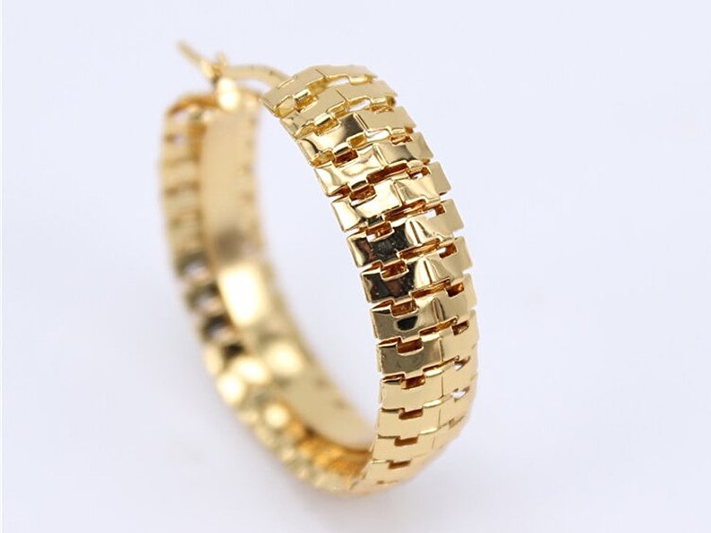 40mm Gold Hoop Mesh Extra Large Hoop Earrings Tarnish Resistant Gold ...