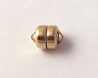 Larger Magnetic Clasp 14K Gold-Filled Round Tube , 14k Gold-Filled Findings 6x7.5mm, Gold magnetic clasps 1 Set- GF605-3