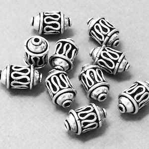 Bali Beads Oxidized Antiqued Sterling Silver 2 Pcs, 925 Sterling Silver - A422