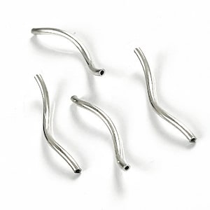 10 pcs Sterling Silver Spiral Tubes, 1 x 17.5mm, Sterling Silver Curved Tube Beads, Sterling Silver Beads, Choose qty  - SB1019