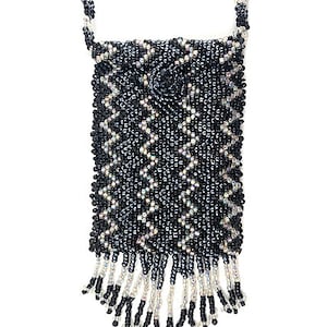 1.5 Ft Black Beaded Purse, Handmande Beaded Coin Pouch, Beaded Wallet 1.5 Ft long, purse has 3.5&quot; in size, Indian Beaded Purse, Shoulder Bag