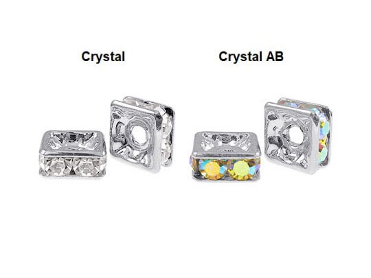 10 Diamond Crystal Stainless Steel Rhinestone Spacer Beads