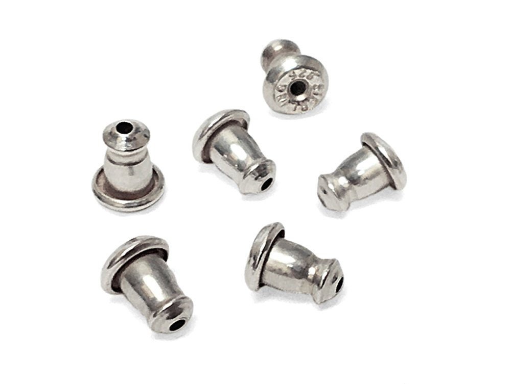 190Pcs Bullet Clutch Earring Backs with Pad for Pierced Earring Posts  Studs, Droopy Heavy Earrings, Earring Safety Backs (Silver)