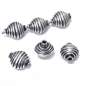 2pc Bali Silver Beads, Bali Sterling Silver Beads Antiqued, Bali Style Silver Beads, 16x13.5mm 2mm hole, Large silver bead