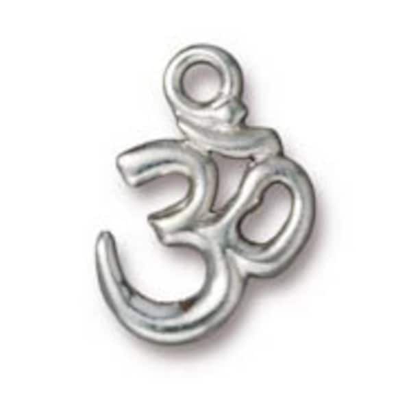 5 Pc Om Ohn Aum Charm 18x14mm Bright Rhodium Finish TierraCast Charms Yoga Charm- P2298RB