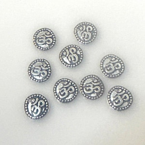 10Pc Tierracast Om Ohm Coin Charm 10.5mm Antique Silver Finish Tierracast Pewter Charms USA, Meditation charms, Yoga Charms - P2197SA
