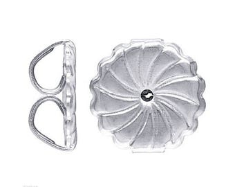 2 Pcs Large Sterling Silver Earring Back, Large EarNuts, Flower EarNuts, 9.25mm Wholesale Sterling Silver Findings Components - SF502
