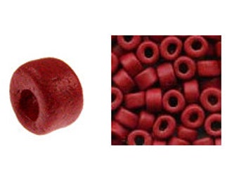 100 Mykonos Mini Tubes, 6mm X 4mm Red Greek Ceramic Spacer Beads  (SKU#CT1#10)