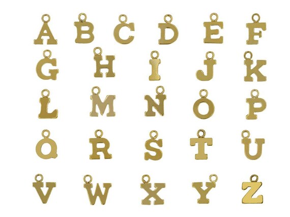 Gold Filled Initial Letter Charms, Block Style, 14K Gold Filled Charms, l4K Gold Filled Letter Alphabet Charms, Choose Quantity