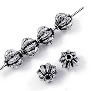 2 Pc 9mm Turkish Sterling Silver Beads Antiqued, Sterling Silver Bali Beads, 1.25mm hole, Fine Bali style Sterling silver melon beads - A413