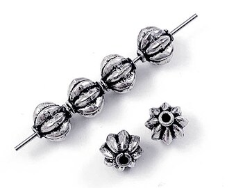 2 Pc 9mm Turkish Sterling Silver Beads Antiqued, Sterling Silver Bali Beads, 1.25mm hole, Fine Bali style Sterling silver melon beads - A413