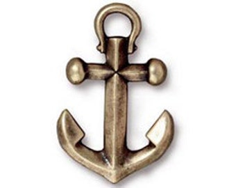 5 Pc Anchor Clasps Gold 27x18mm Oxidised Brass Finish, brass Anchor Clasp Men's maritime Bracelet TierraCast Charms - P2358BO