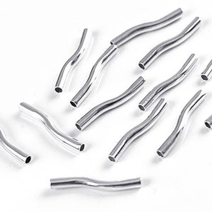 10 pcs Sterling Silver Plain S Curved Tubes 13mm Sterling Silver Smooth S Curved Tubes for jewelry making, Sterling silver findings - SB929