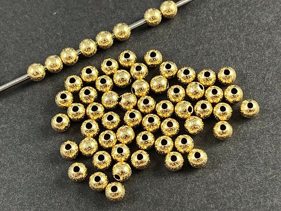 Spacer Beads 4mm 14k Gold Beads 20 Pcs Gold Filled Glitter Beads