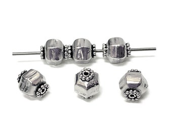 Bali Beads Sterling Silver 9mm Oxidized Antiqued Sterling Silver 2 Pcs, 925 Sterling Silver, Bali Silver Beads VJ57