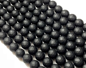 Matte Black Onyx Beads 12mm - 33 beads Natural Stones,Gemstones Beads, Black Beads, Round Beads, 15.5" Strand