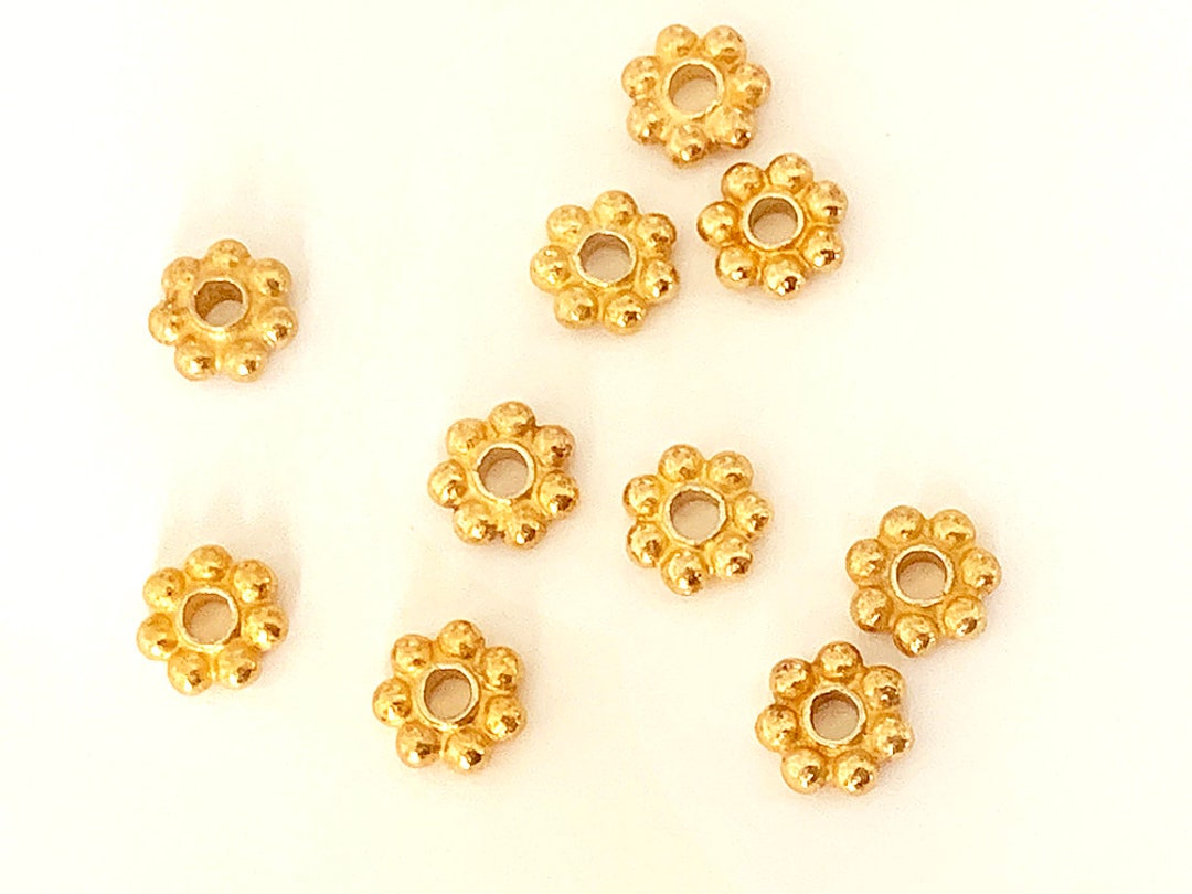 75 Perles Marguerite 8mm – Plaqué Argent – Cuivre – Lot De 75