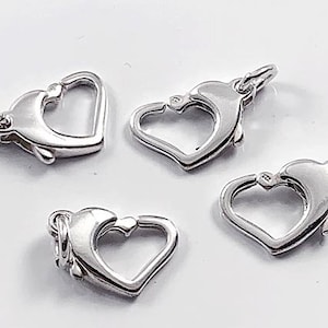 4Pc Sterling Silver Heart Clasp 12mm x 8mm, Heart Lobster clasp, Stamped 925, buy bulk & save  Sterling Silver Findings - SF853