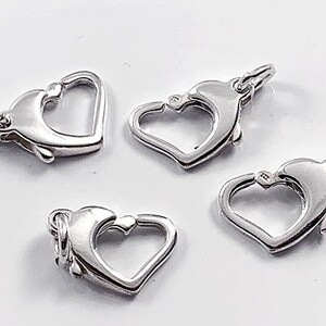 2 fermoirs coeur en argent sterling 12 mm x 8 mm, fermoir mousqueton coeur, estampé 925, achetez en gros et économisez des accessoires en argent sterling - SF853