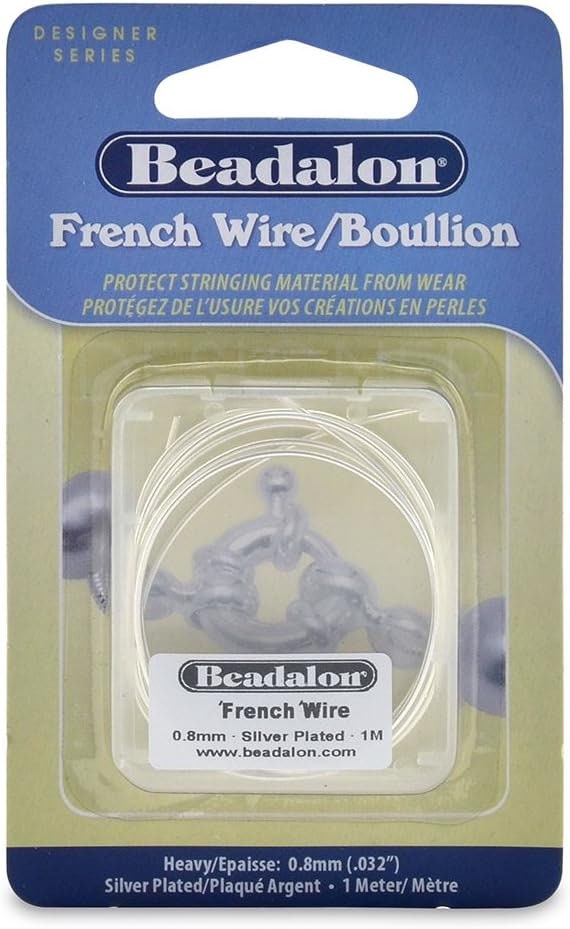Beadalon French Wire - Silver Plated, 0.80mm Diameter, 1 Meter Length, For Jewelry Making