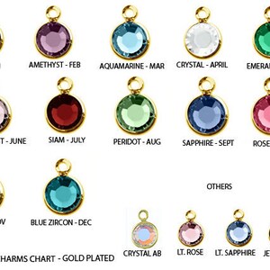 120 Gold Swarovski Birthstone Charms Gold Plated - 10 of each month, 6mm Stone,  Gold crystal birthstone Charms, Non Tarnish