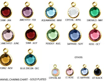 LOWEST 600 Gold Swarovski/Preciosa  Birthstones Charms, 6mm Stone - 50 of each month, Gold Plated Bezel set swarovski crystal Wholesale