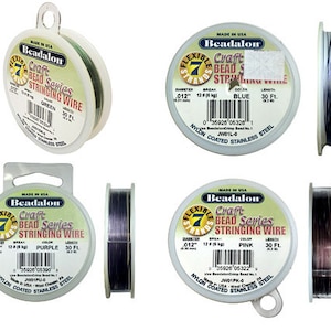 Beadalon 7 Strand Stainless Steel Flex Wire Gem and Bead Stringing Wire, Jewelry Making Supplies - 6 Colors - 7 Diameters - 3 Lengths