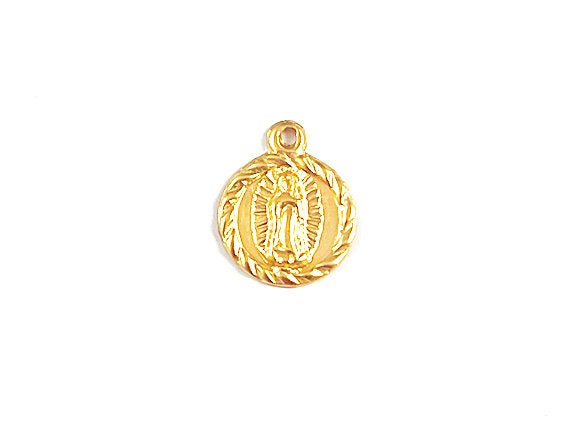 14K Gold Filled 8.5mm Virgin Guadalupe Charm Round One Hole 14K Gold Filled 8.5mm Virgin Guadalupe Charm Round One Hole