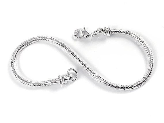 Silver Plated Snake Bracelet With Screw-on Endcap Finished Snake