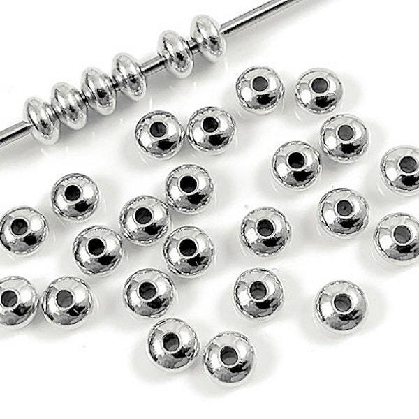 10 pc Sterling Silver Rondelle Beads 4.5mm, 1.25mm Hole Wholesale 925 Sterling Silver beads, Sterling Silver Rondelle Buy Bulk N Save SB605A