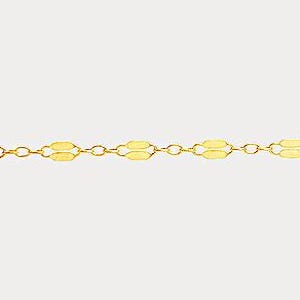 14K Gold Fill 2.3mm Dapped sequin Long & short Chain 5.7mm x 2mm, Sold by foot, Wholesale Permanent Jewelry Gold Filled Supplies, USA GC384A