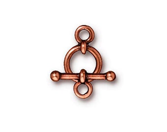5 Sets Copper Toggle Clasps Antique Copper Plating over Lead free Pewter 10mm Round 17mm Bar Tierracast Anna Toggle Clasps - P6151CA