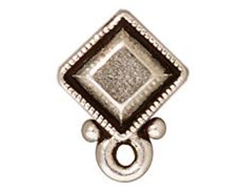 4 Pc Earring Post with Loop 12x9mm Antique Silver Plated Hypoallergenic BackTierracast Earring Findings Faceted Diamond - P1076SA