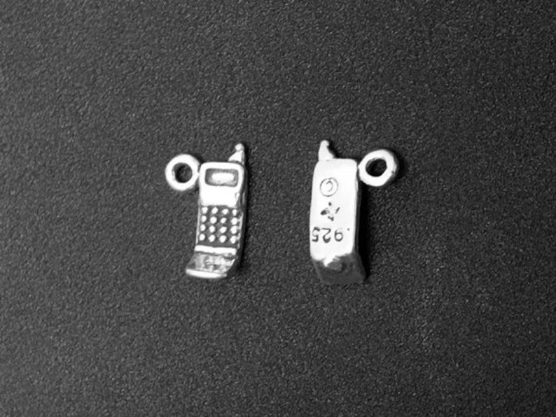 Cell Phone Charm Sterling Silver 10mm Silver Phone Charms Etsy