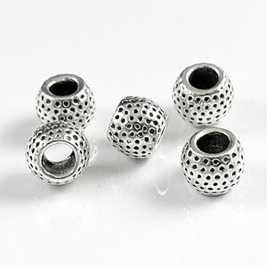 Sterling Silver Golf Ball Large Hole Bead, 6.1 x 7.5mm, 3.5mm Hole, European Style Large Hole Beads, European Bracelets Compatible - SBH138