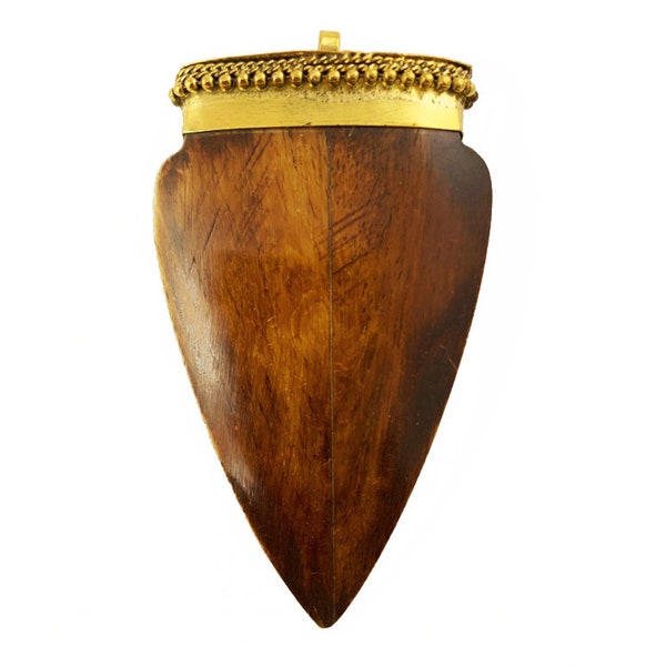 Arrowhead 2.7" Small Bone Pendant with Brass Cap Antique  Brown Finish Amulet 68mm Wholesale Arrowhead 1 Pc- TP135Bsm