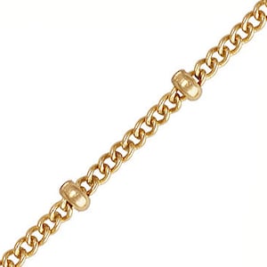 16&quot; Beaded 14K Gold Filled Satellite Chain 1.2mm bead Necklace 1/20 14K Gold Filled, Gold filled necklaces, 16&quot; Curb w/Bead Chain Necklace