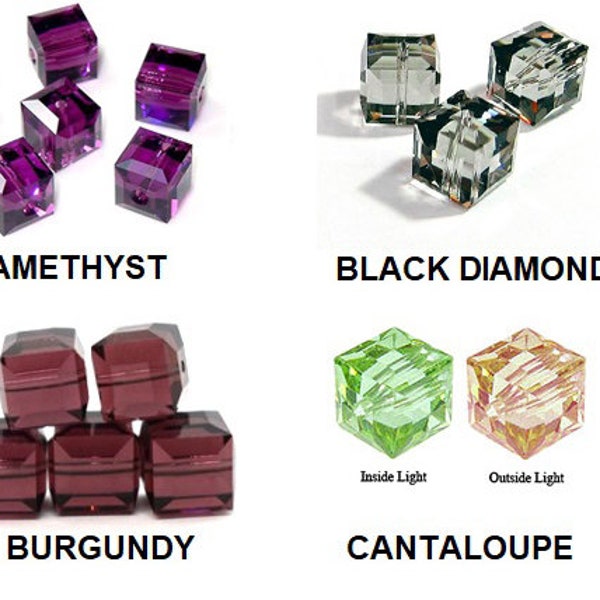 6 pcs Swarovski® 5601 Faceted Cube Beads 8mm, Swarovski Crystal Beads, 5601 Swarovski Crystal Cubes 8mm, Choose Color