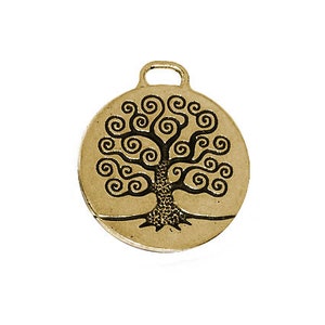 5 Pc Large Tree of Life Charm 26x24mm Oxidized Brass Finish TierraCast Charms, Tierracast tree of life pendant charm - P2304BO