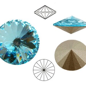 4 pcs Swarovski® 1122 Rivoli Stone Crystal Foiled 14mm, NO Hole for DIY jewelry making, 1122 Swarovski Crystal Rivoli Stones, Choose Color