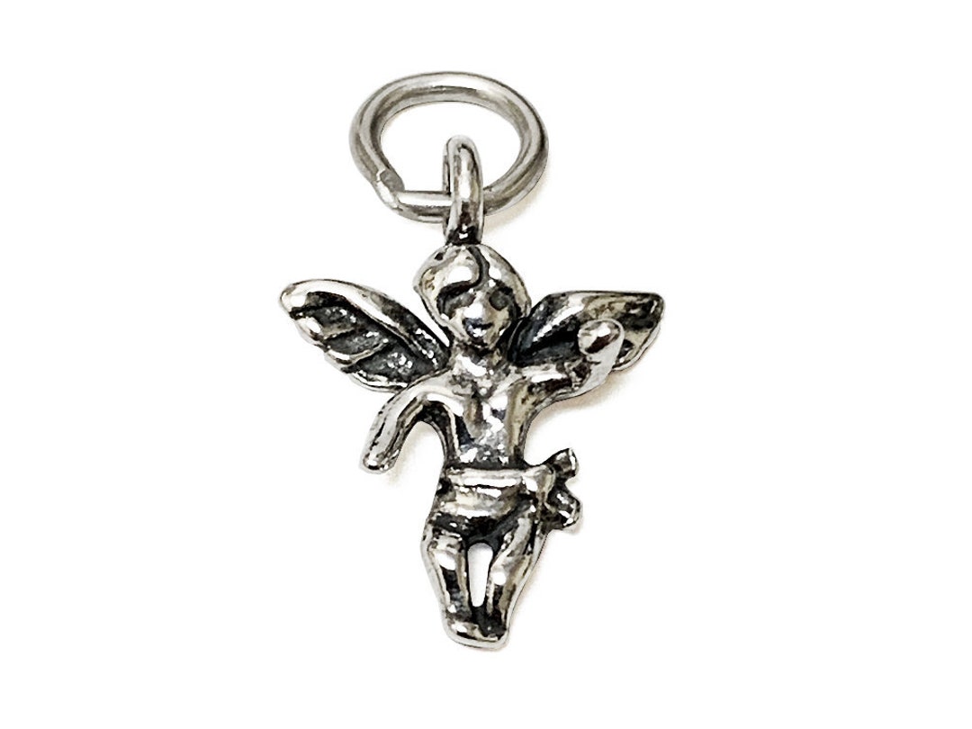 Sterling Silver Angel Charm 17.5mm, Silver Angel Charms, .925 Sterling