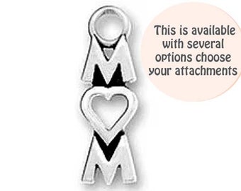 Mom Charm Sterling silver Heart Love for O Mothers Day Charm -SP913